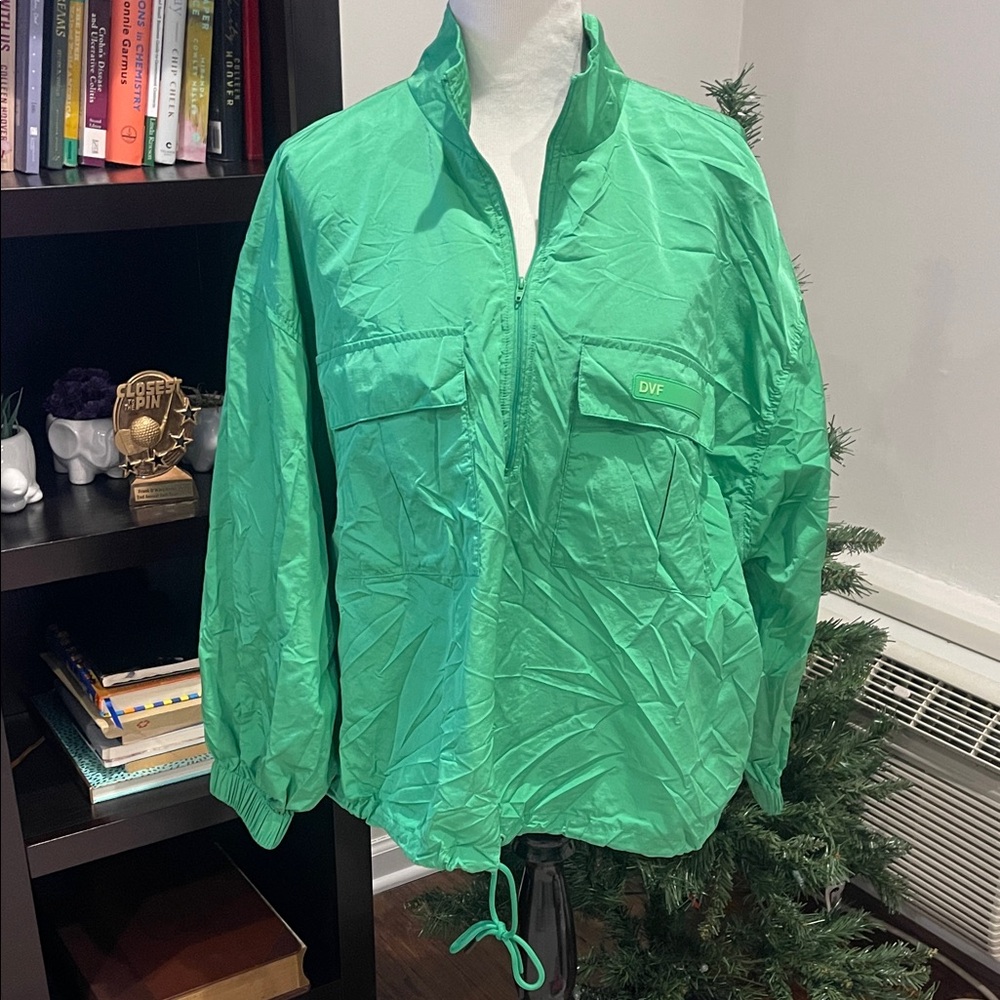 Diane Von Furstenberg Vibrant Green wind breaker.